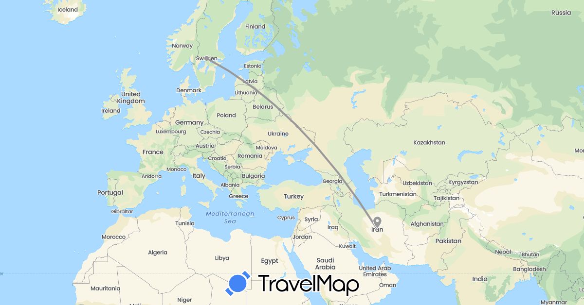 TravelMap itinerary: driving, plane in Sweden (Europe)